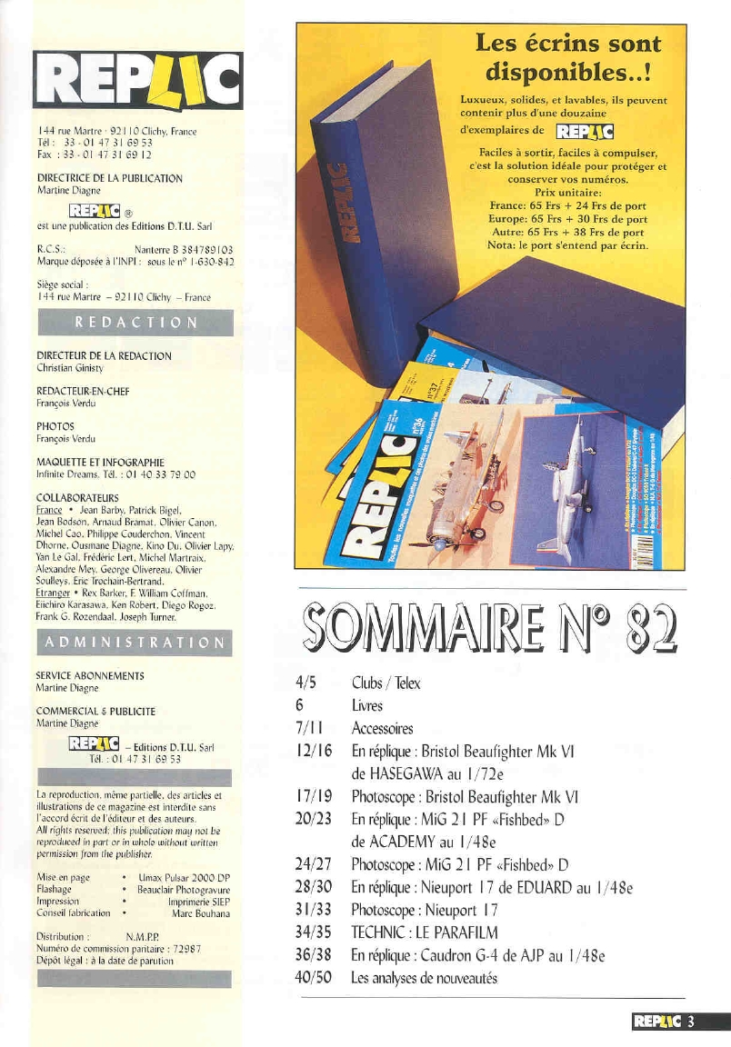 Replic 082 - Beaufighter Mk VI, MiG-21 PF, Nieuport 17, Caudron G4